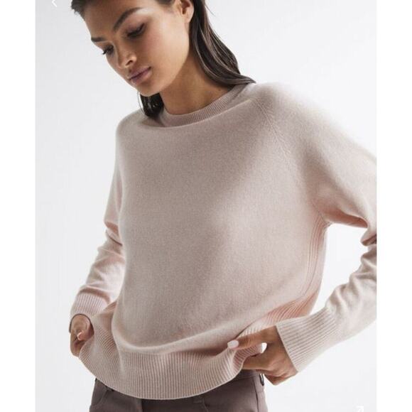 REISS Audrey Wool & Cashmere Blend Crew Neck Knitted Jumper In Blush SZ SM` - Picture 1 of 7